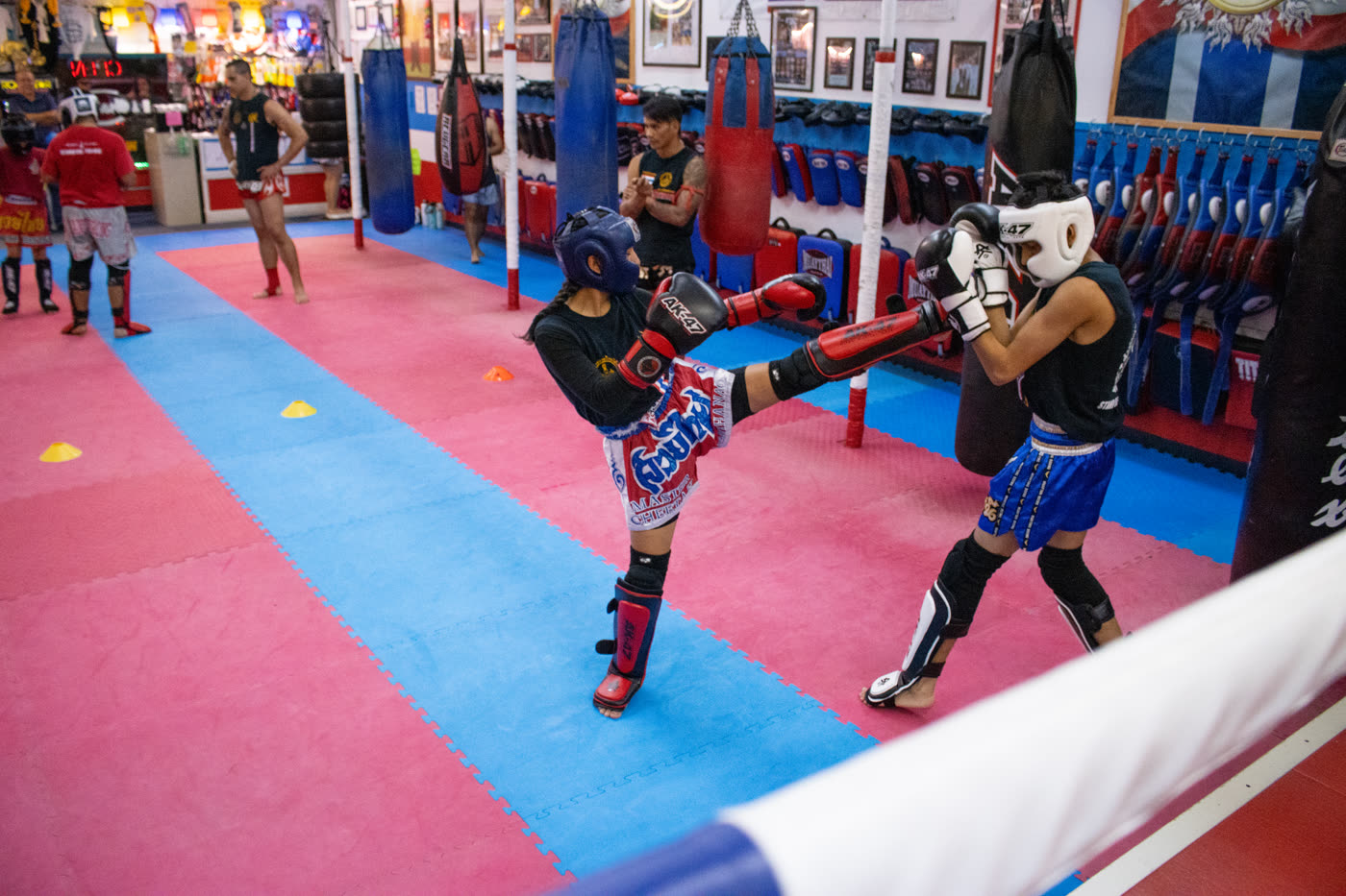 Young students sparring in the ring